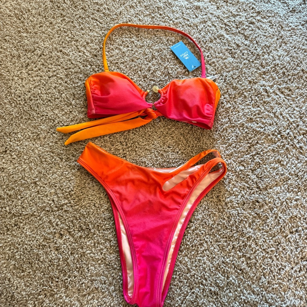 Cupshe Pink and Orange Bikini Set